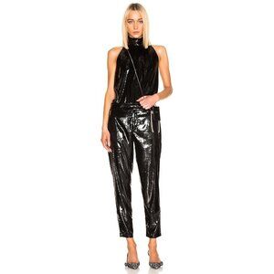 NWT RtA black metallic sheen “tinsel”-look and feel velvet-like tailored trouser